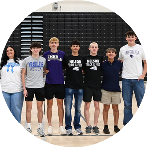  group of teens wearing college shirts